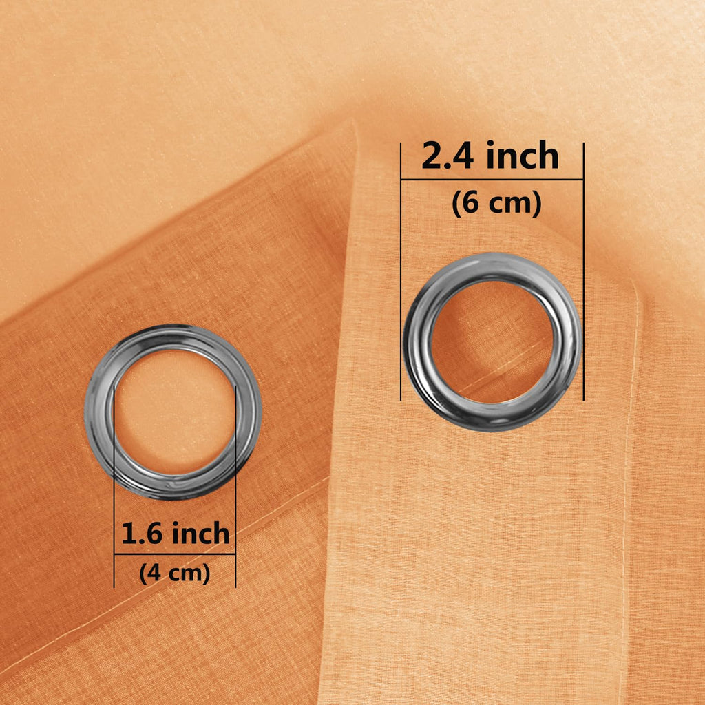 Faux Linen Ombre Sheer Curtains - Autumn Short Curtains Gradient Semi Voile Curtains, Set of 2 Grommet Top Window