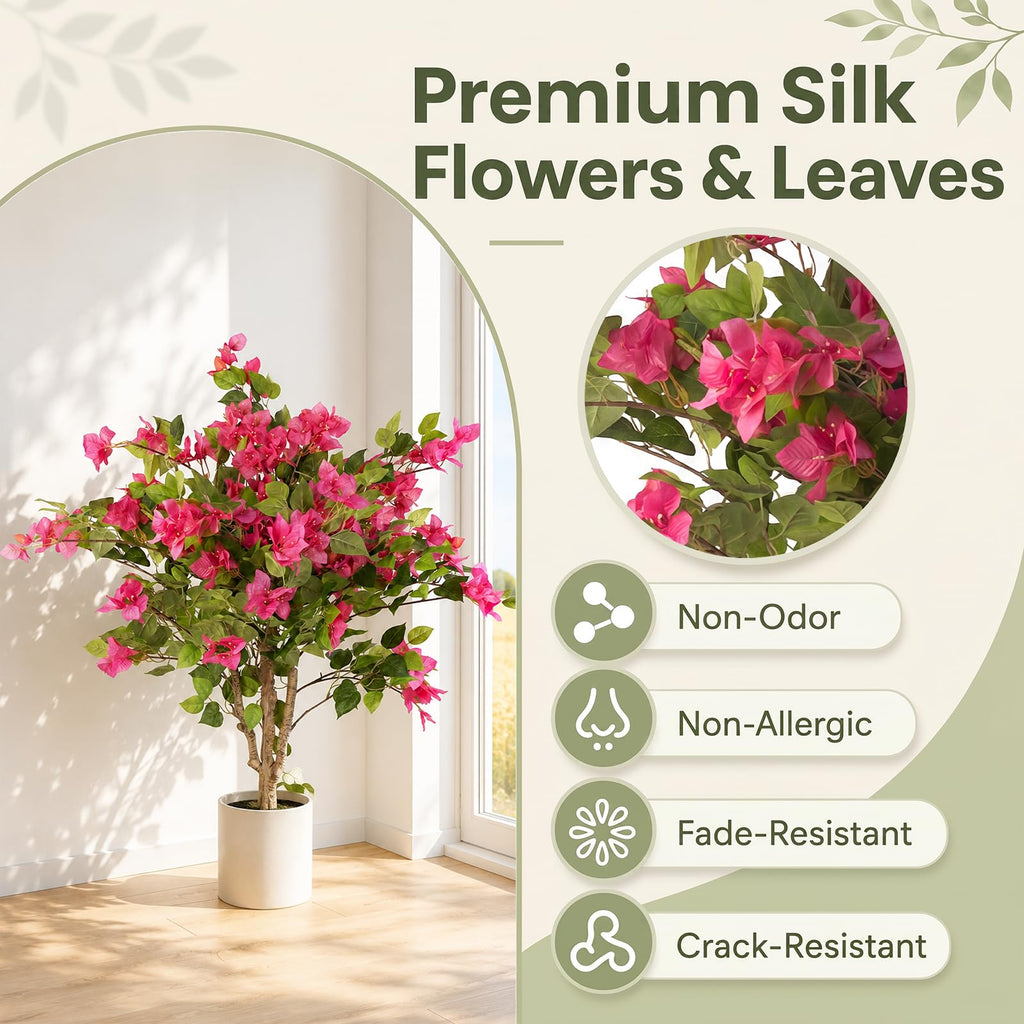 3FT Artificial Bougainvillea Tree, Faux Bougainvillea for Indoor Outdoor Decor, Lifelike Bougainvillea Artificial