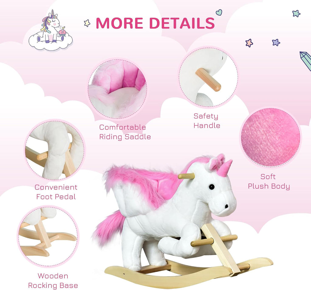 Unicorn Baby Rocking Horse Toy for Kids with Heavy-Duty Support System