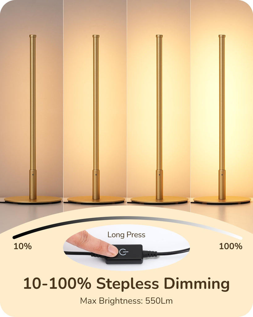 LED Table Lamp, Modern Dimmable Desk Lamps Metal Finish, Gold