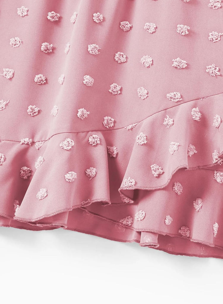 Girls Summer Short Sleeve Swiss Dot Dresses