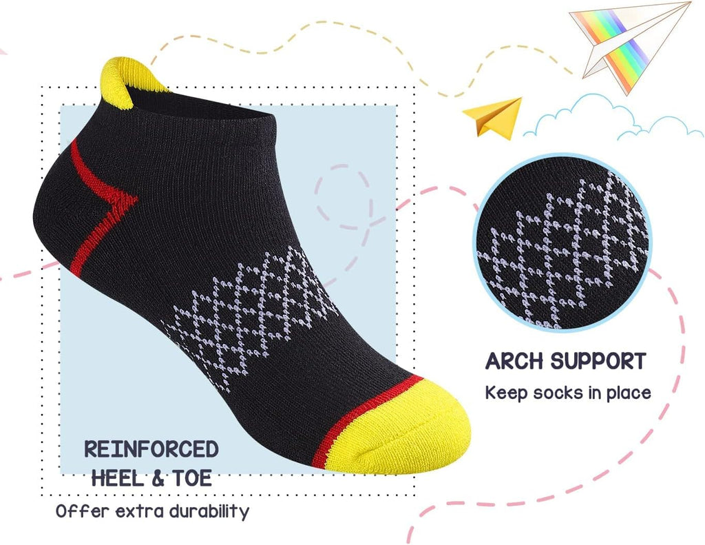12 Pairs Boys Socks Ankle Athletic Socks With Cushioned Sole For Old Kids