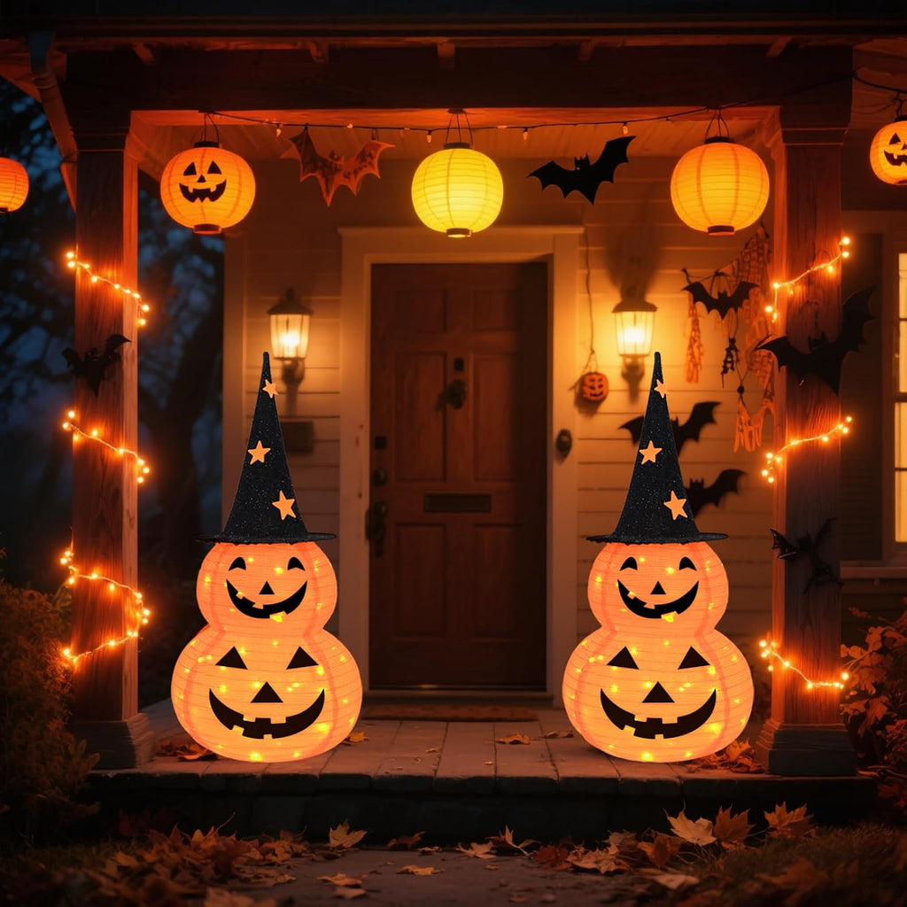 3FT Pumpkin Halloween Decorations Outdoor, 8 Modes Battery Operated Pumpkin Decorations, Collapsible Jack-o-Lantern