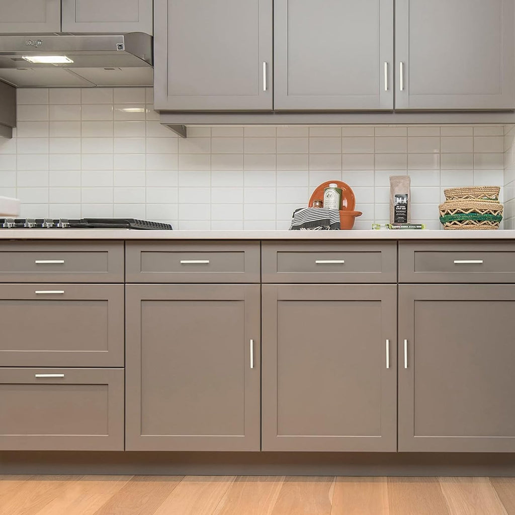 6 Pack Hole Centers 3.75inch Brushed Satin Nickel Kitchen Cabinet Pulls,Stainless Steel Drawer Handles,Square Corner