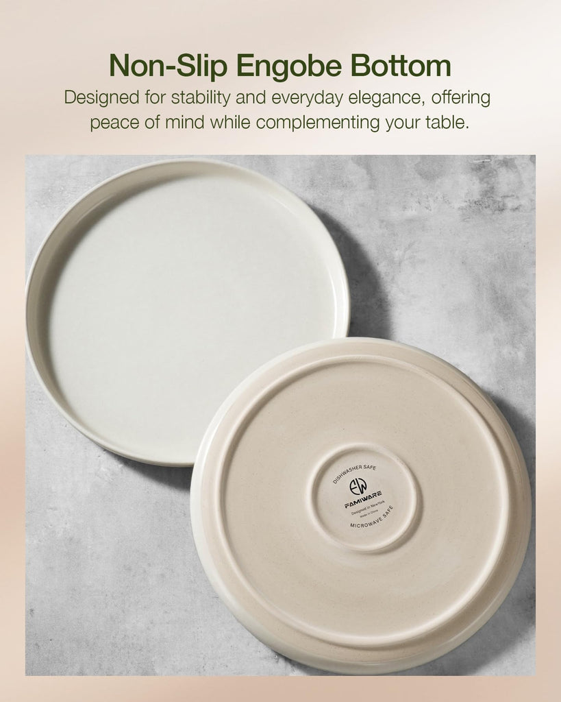 Milkyway 18-Piece Stoneware Dinnerware Set, Matte Beige White