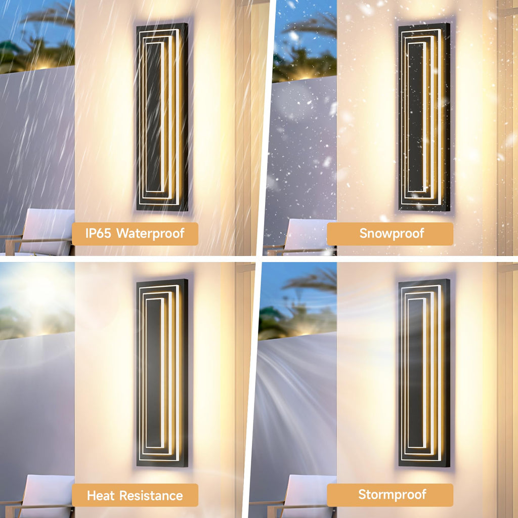 Outdoor Wall Lights, 3-ier Large Exterior Lighting Fixtures 23.6 in
