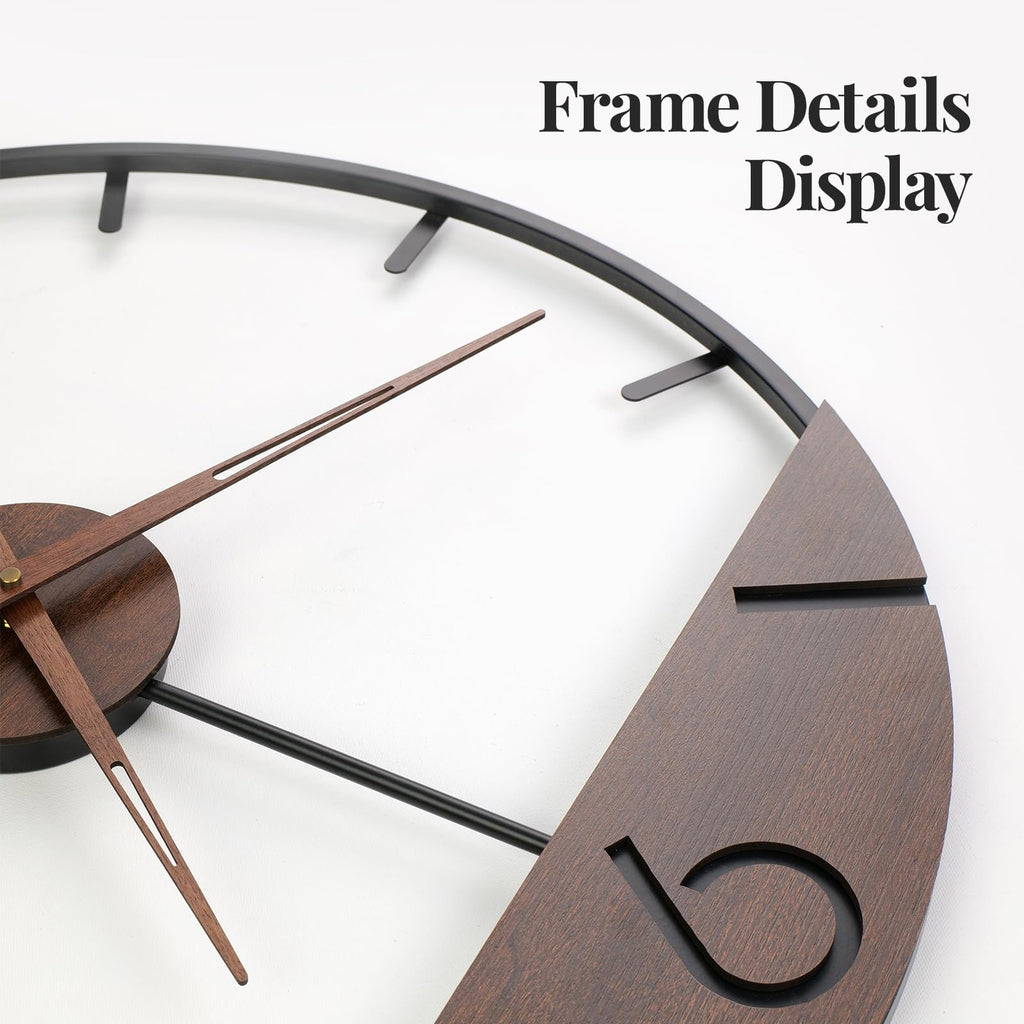 36 Inch Large Wall Clock Modern Walnut Clocks Decor