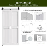 Bifold Barn Door 32'' x 84'',Bi-Fold Sliding Closet Doors with Hardware Kit Included,36'' Track Kit 