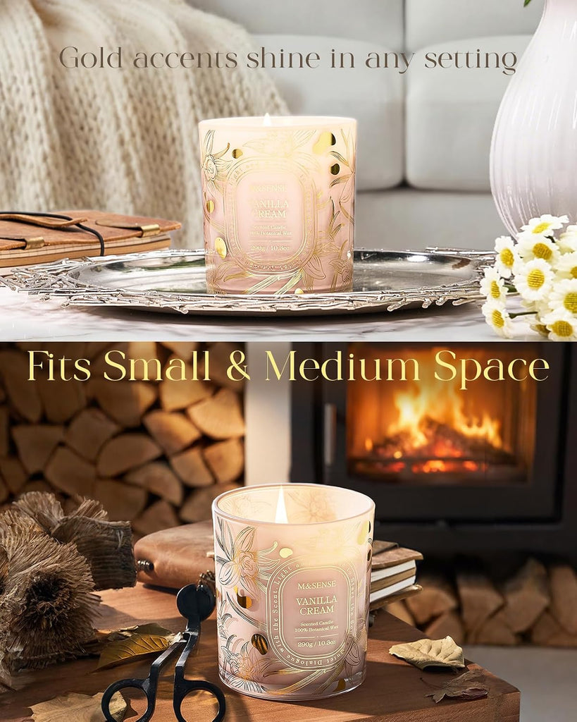 Vanilla Scented Soy Candle, 55H Burn Time Non Toxic 10.3oz - Set of 103