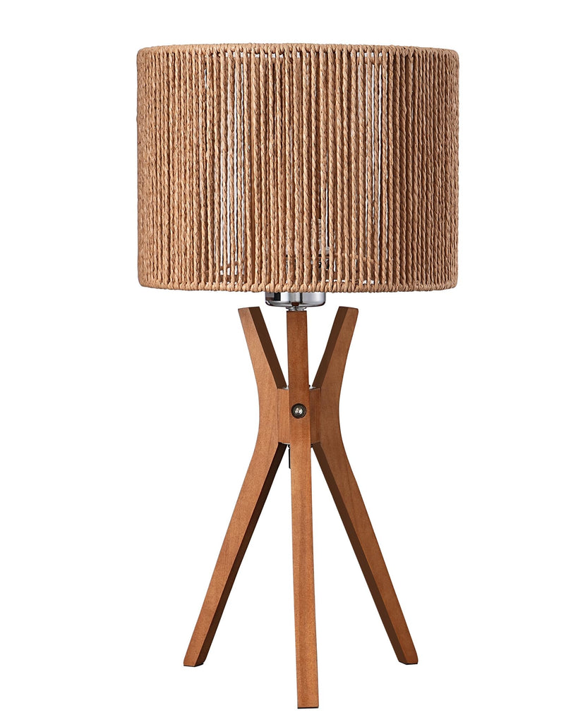 17.5" Rattan Table Lamp, Handmade Paper Rope Woven Lampshade, E26
