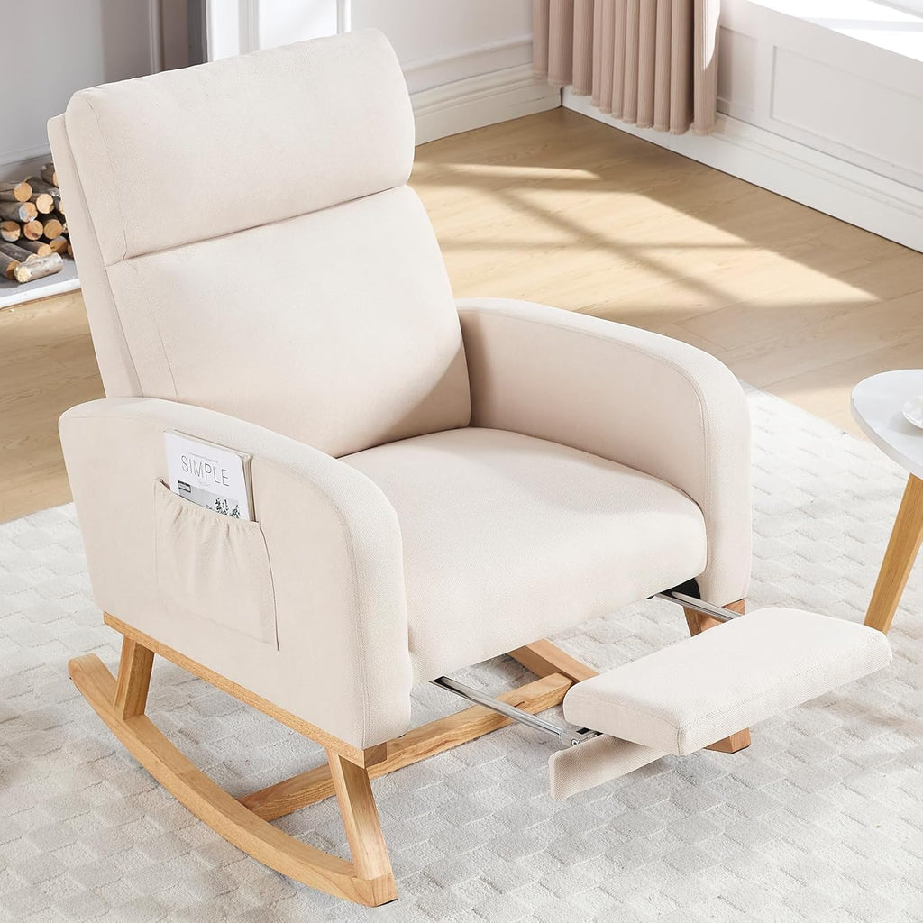 Rocking Chair Nursery, Nursing Rocking Chairs with Foot Rest for Mom Nursery, Glider Rocker Chair with Footrest and