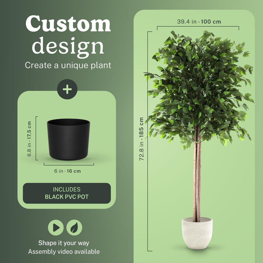 7ft Artificial Ficus Tree Plant - Realistic Fake Indoor Plants