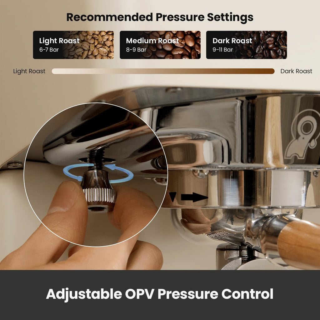 Espresso Machine, 15 Bar Professional Coffee Maker with Adjustable Pressure & Automatic Milk Frother, Dual PID