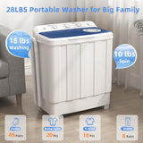 Portable Washing Machine, Twin Tub Washing Machine Laundry Compact Washer spinner Combo with 28lbs capacity, 18Lbs