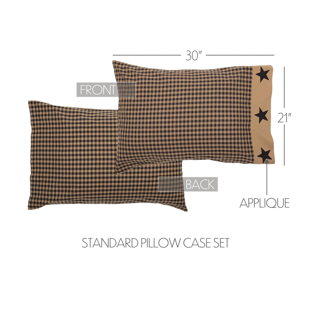Black Check Star 8 Piece Quilt Set (1 Quilt, 2 Standard Shams, 2 Standard Pillowcase, 2 Euro Shams, 1 Bed