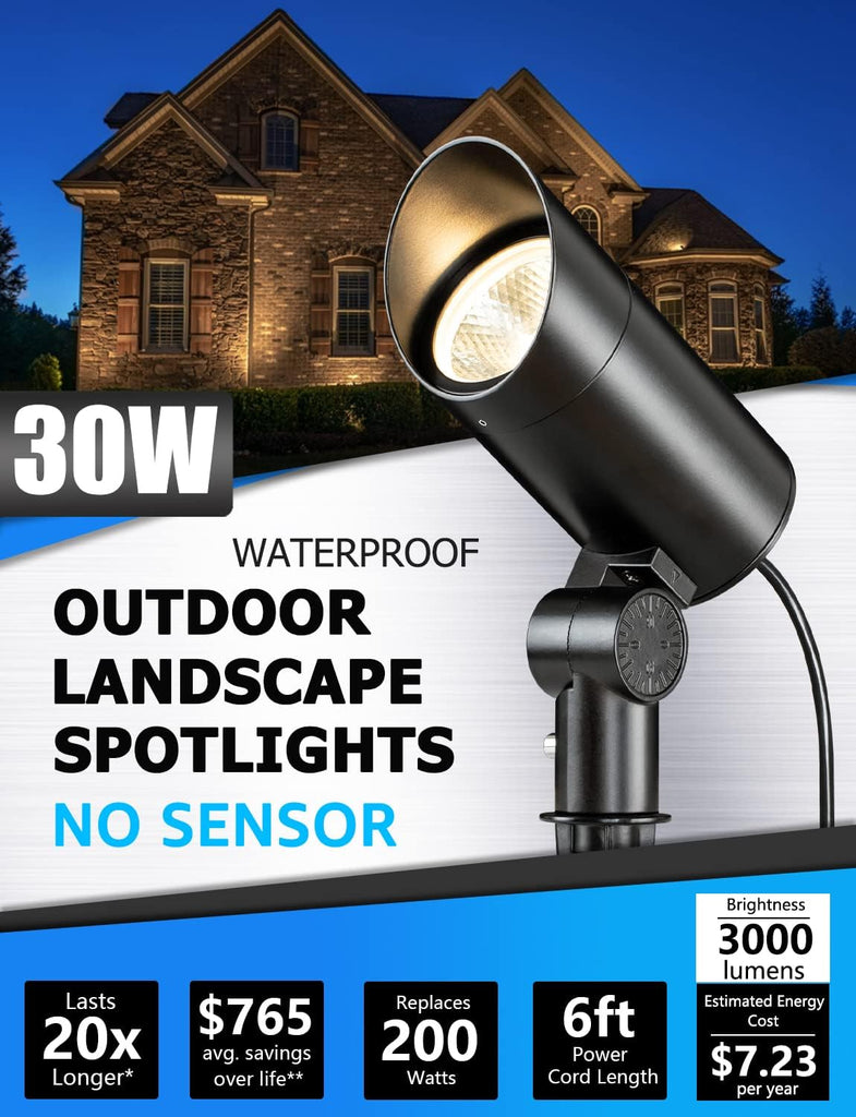30W Spot Lights Outdoor LED Spotlight 120V Ultra Bright Flag Pole Light with Metal Stake, Warm White Flood