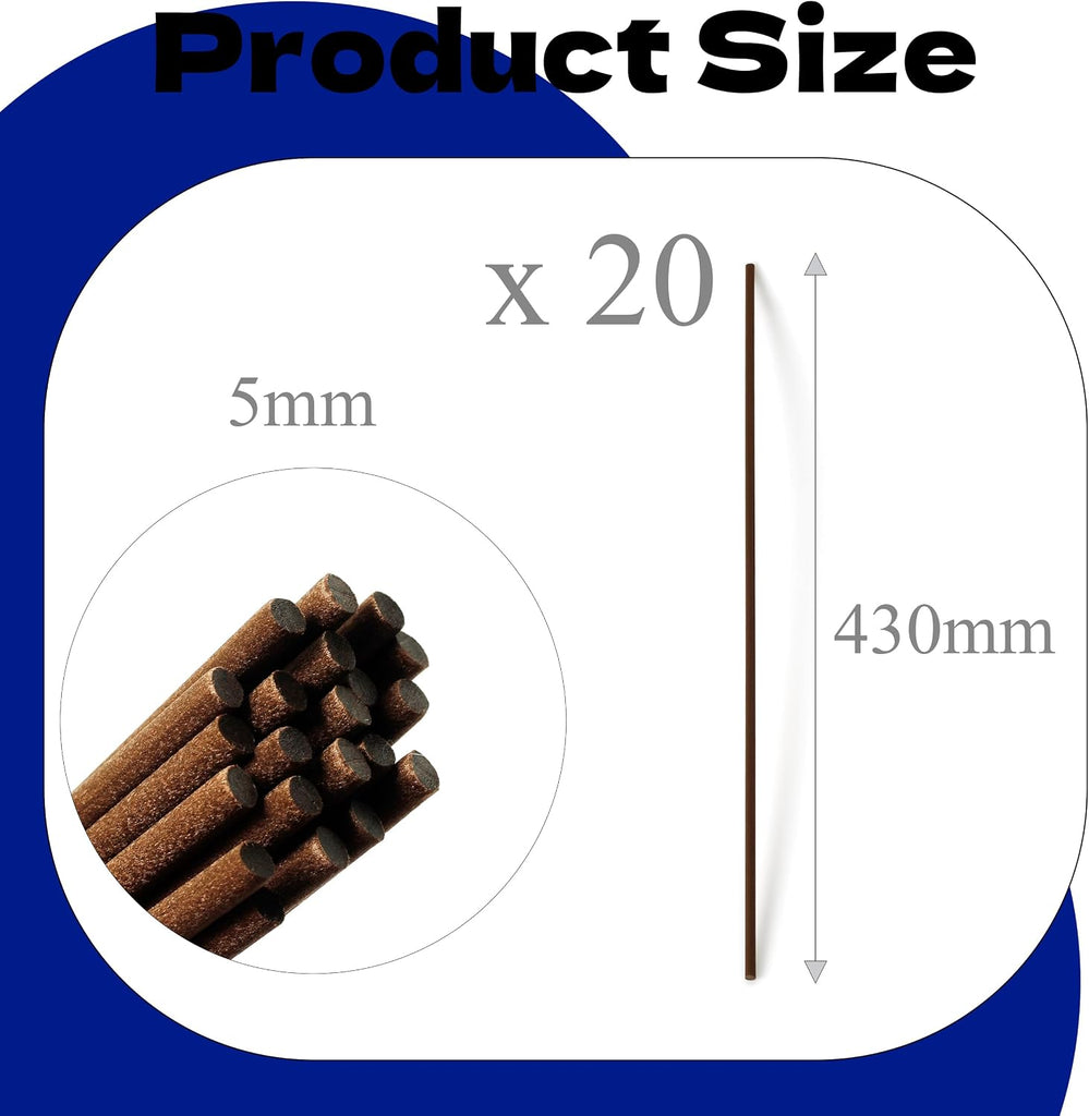 Brown Fibre Reed Diffuser Sticks 43cm x 5mm Brown Fibre Reed Diffuser Sticks Thick Diffuser Reeds Sticks - Set of 20
