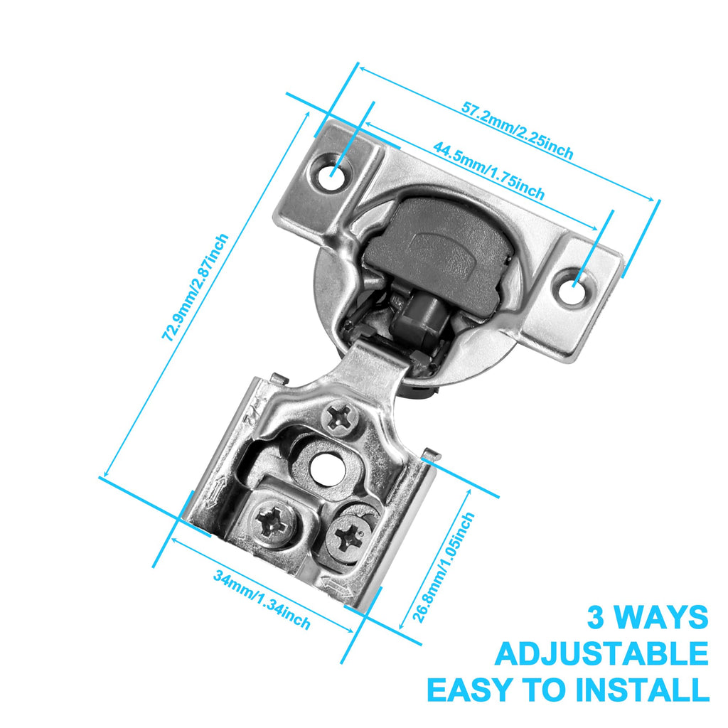 30 Pack 1/2 Inch Overlay Soft Close Cabinet Hinges