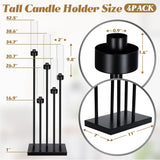 4 Pcs Valentine Floor Black Candelabra Table Centerpieces 42.5'' 5 Arm Wedding Tall Metal Candle Holder Candlestick