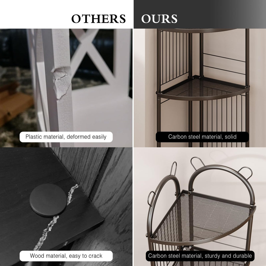 Corner Bathroom Shelf Metal Short Corner Stand Shelf Black Small Bathroom Storage Corner Shelf Unit for Toilet Shower