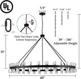60 Inch Black Wagon Wheel Chandelier with Crystal Shade, 60 Lights, Modern Farmhouse Style, Ideal for Dining Room, Kitchen, Entryways A117-B0DQXV9RKZ