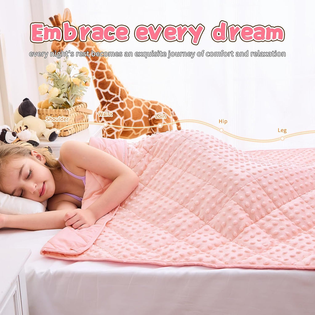 Pink Weighted Blanket 10lbs, 40"x60", Twin Size Breathable Cooling Minky Heavy Throw Blanket for 80-120lb, Soft