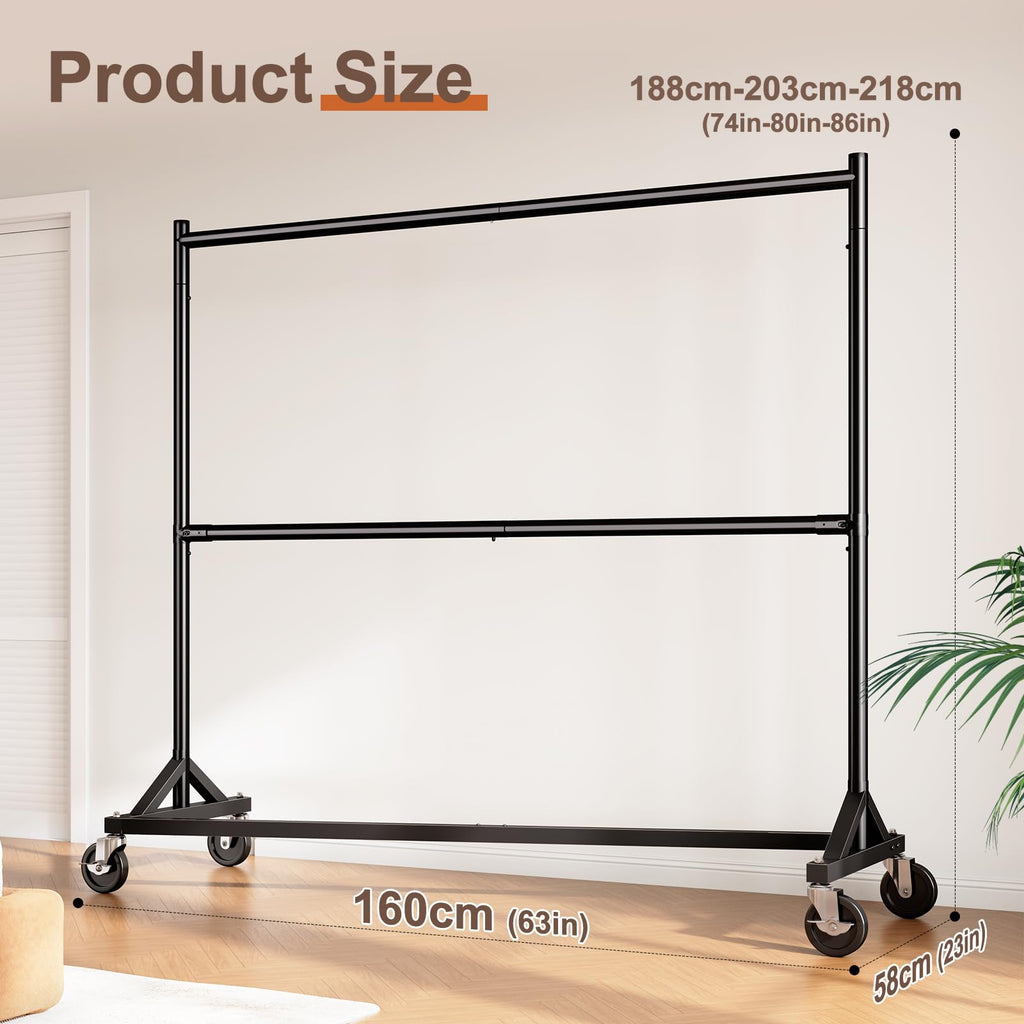 Z Rack, Clothes Rack Hold 550LB Adjustable Height Double Rod Black