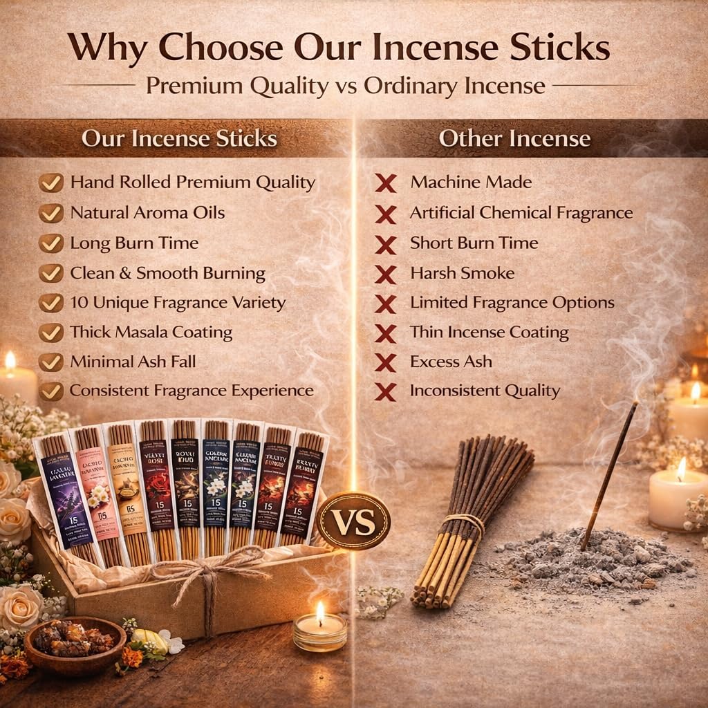 Incense Sticks Variety Pack, - , Sandalwood, Lavender, Rose, Oud, Dragon Blood, Jasmine, Pineapple, Floral - Set of 150