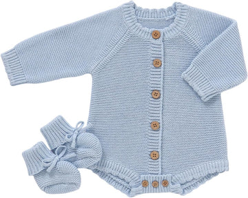 Cotton Baby Sweater and Booties Set