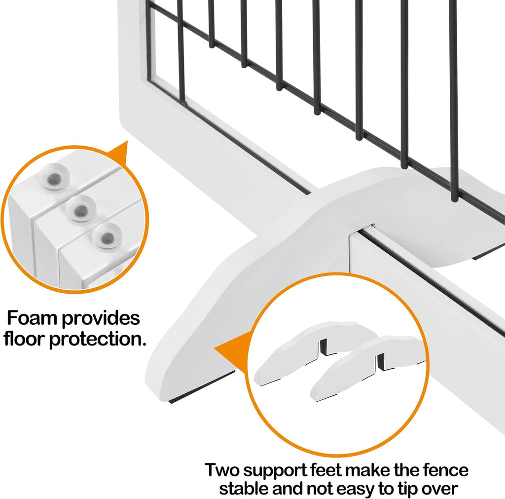 32"H 4-Panel Extra Wide Freestanding Dog Gate For Stairs Doorways
