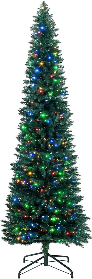 Prelit Slim Pencil Christmas Tree,Artificial Tall Skinny Xmas Tree