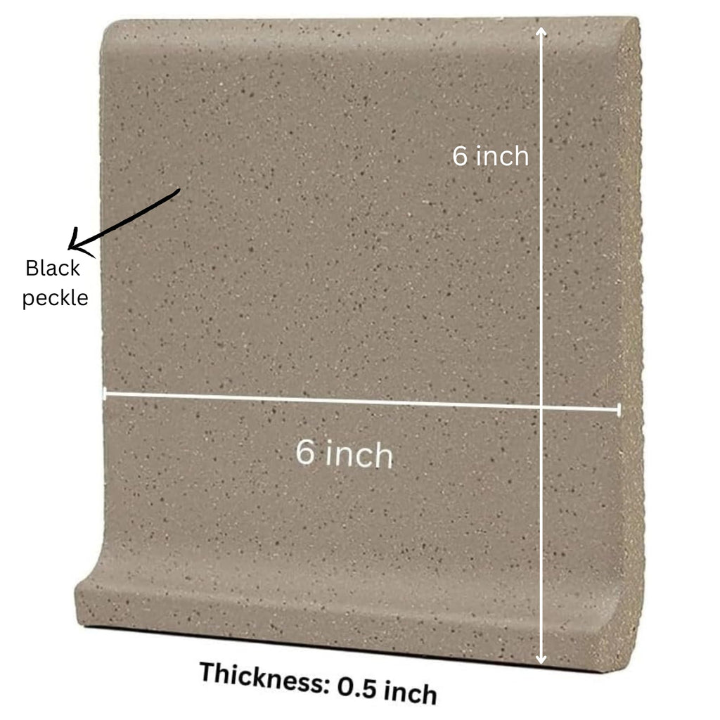 Gravelstone Grip 6x6 Quarry Cove Base Tile - Textured Non-Slip Ceramic Baseboard for Restaurant, Commercial Kitchen