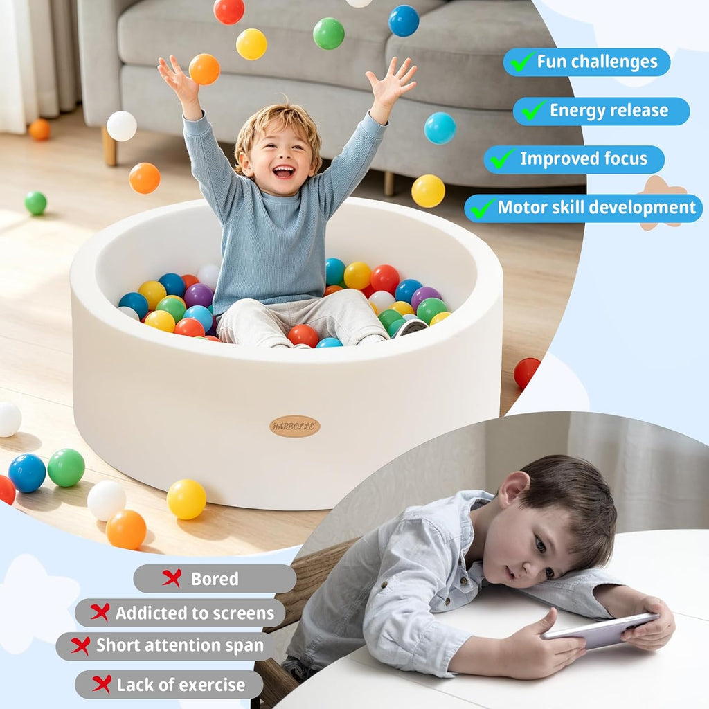 Baby Foam Ball Pit 35.4" for Toddlers, White