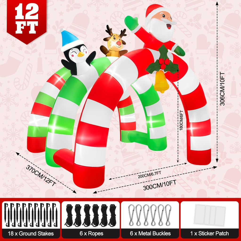 12FT Christmas Inflatable Archway, Santa Elk Inflatable Tunnel