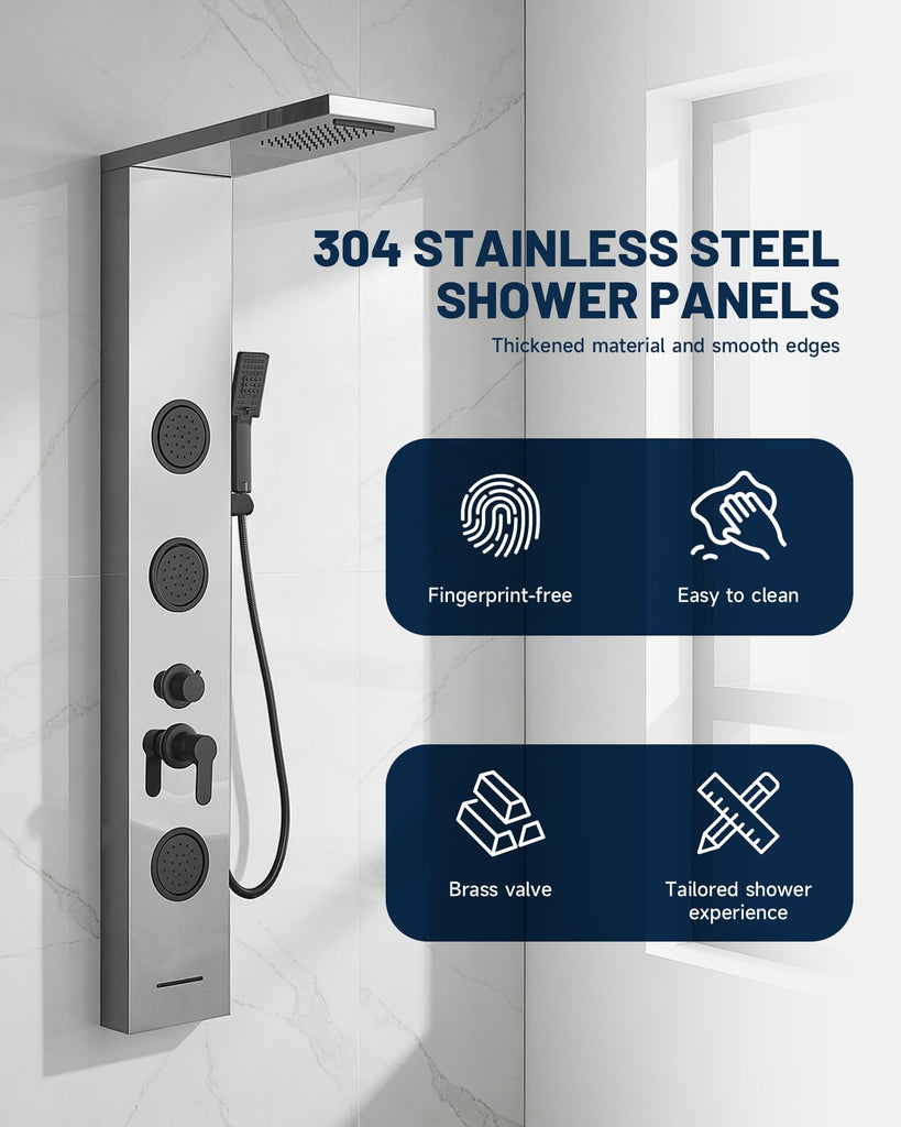 5 In 1 Shower Panel Brushed Nickel Shower Tower System