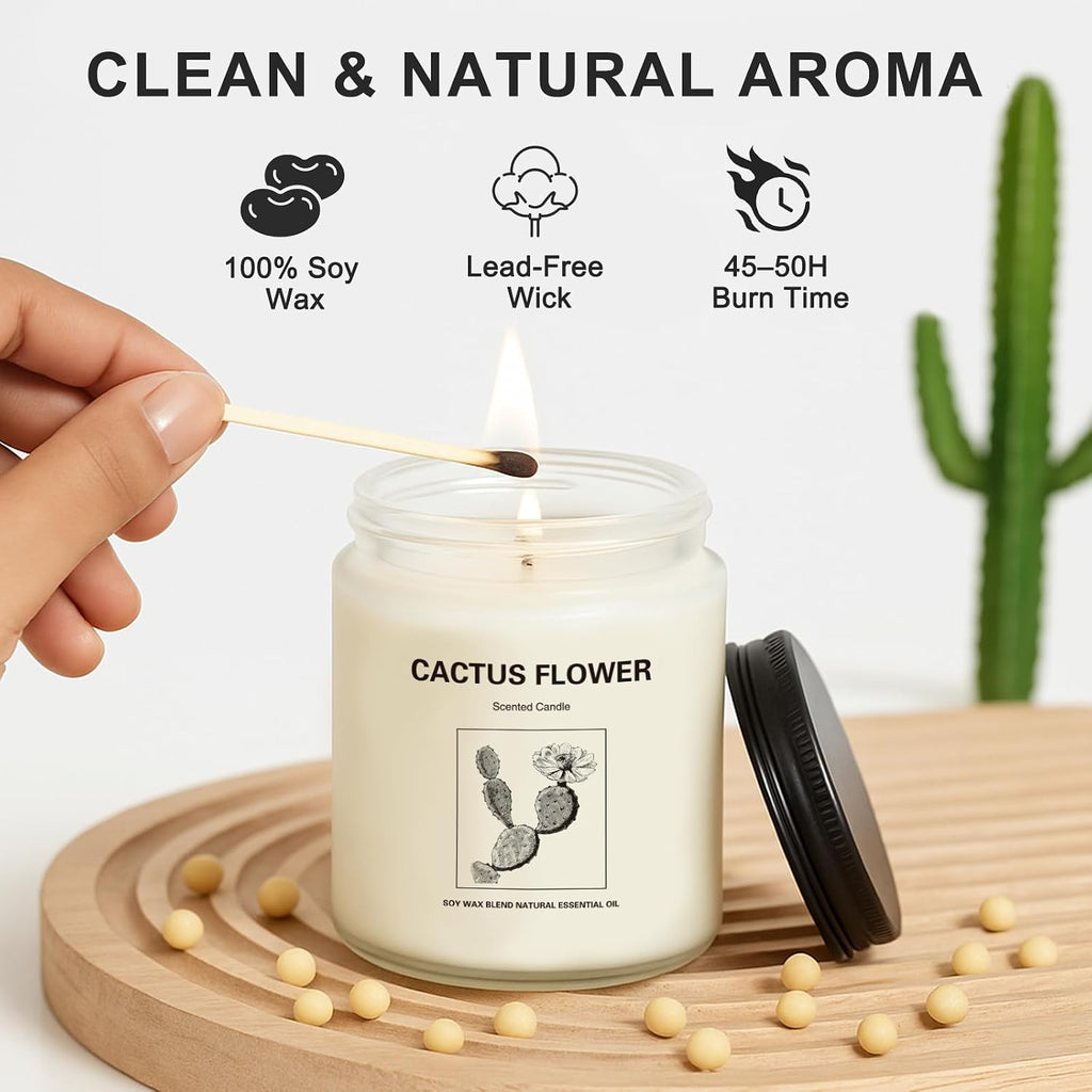 Scented Candles,4 Pack Soy Candle Gift Set with 4 Fragrance Scents,Aromatherapy Lavender Floral & Wood Candles - Set of 4