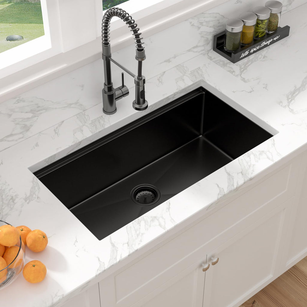 33 Matte Black Undermount Kitchen Sink Workstation 33x19 Inch Sinks