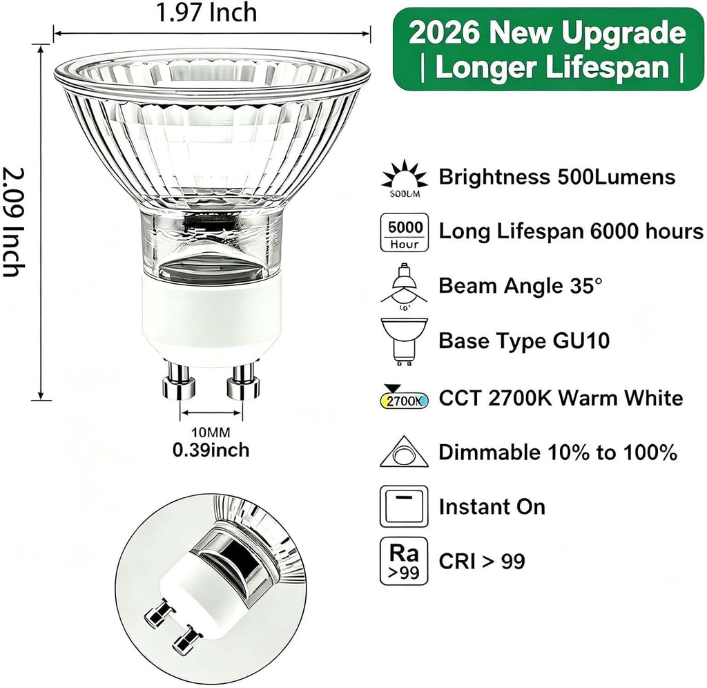 Candle Warmer Lamp Light Bulb 6 Pack, GU10 Halogen Bulb 110-130V 50W