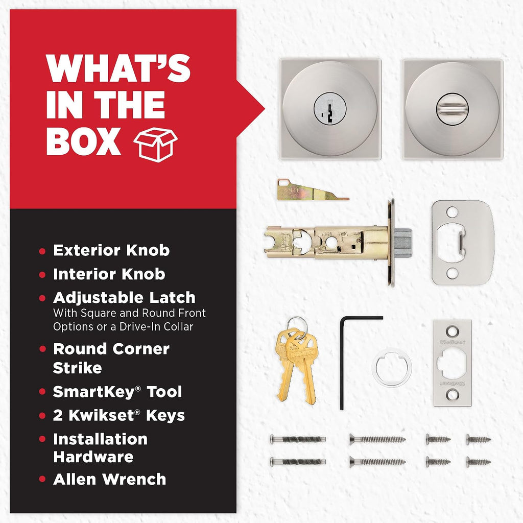 Pismo Entry Door Knob with Lock and Key, Secure Keyed Handle Exterior, Front Entrance and Bedroom, Satin Nickel, Pick