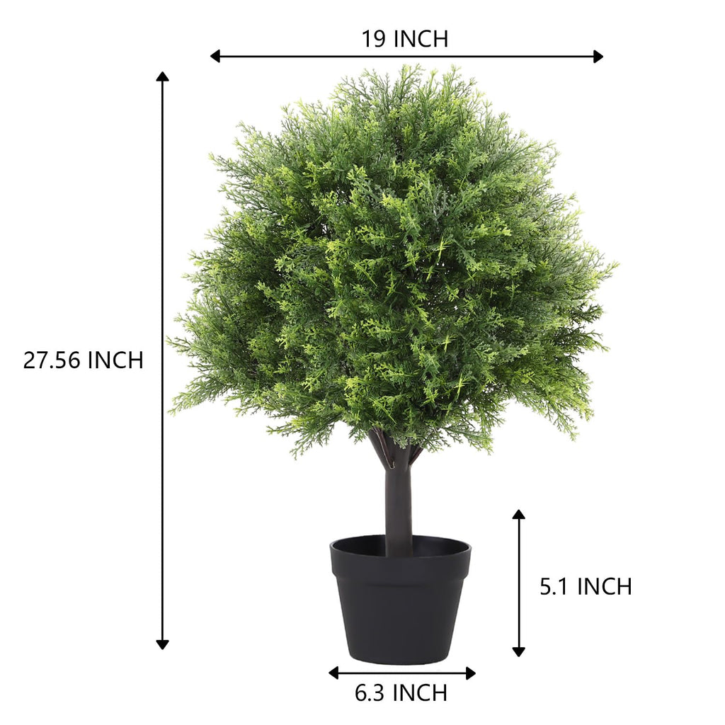 27" Artificial Cedar Topiary Ball Trees Outdoor