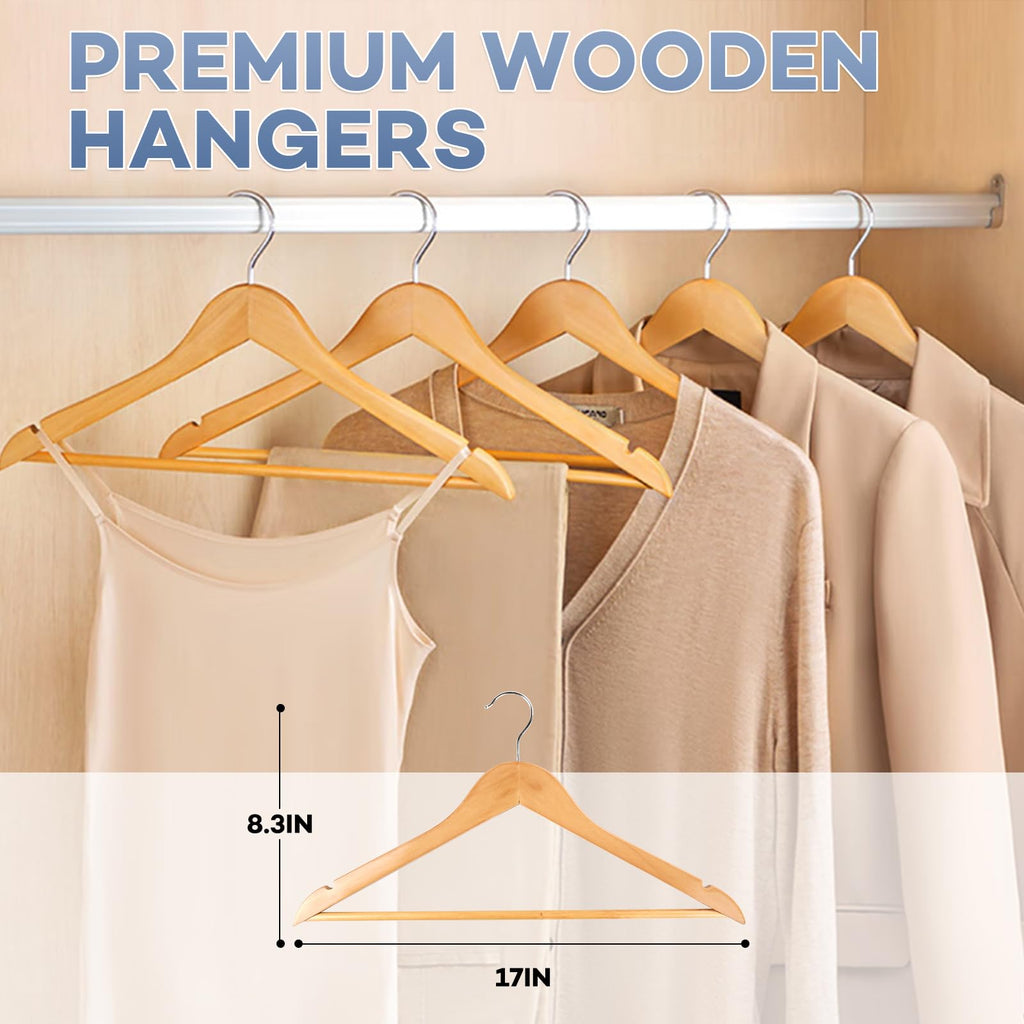 Wooden Hangers 80 Pack, Heavy Duty Wood Hangers for Coats
