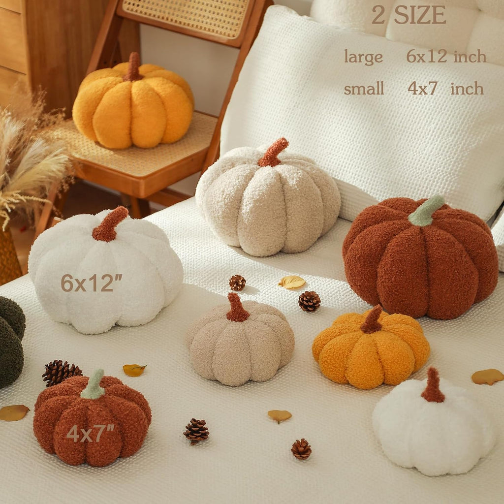 Pumpkin Pillows, Halloween Pumpkin Pillow, Off White - Set of 2