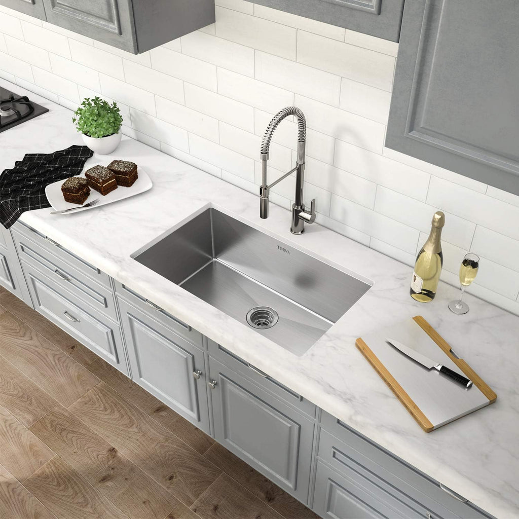 32-Inch Undermount Kitchen Sink, Premium 304 Stainless Steel Bar Sink - 10 Inches Deep Basin Single Bowl Sink