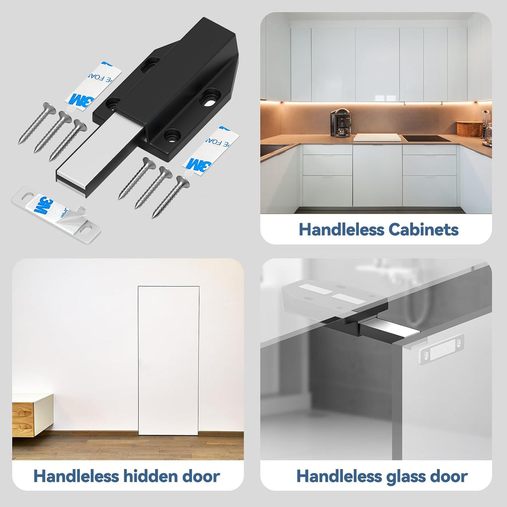 Magnetic Push Latch Without Nail Installation Heavy Duty Magnetic Touch Latches for Large Door Push Release Latch