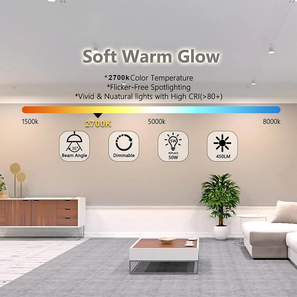 MR16 LED Bulb, 50W Halogen Equivalent, 5W 12V 3000K Soft Warm White, 450Lm GU5.3 Bi-Pin Base, 12V Spotlight Bulb, 40