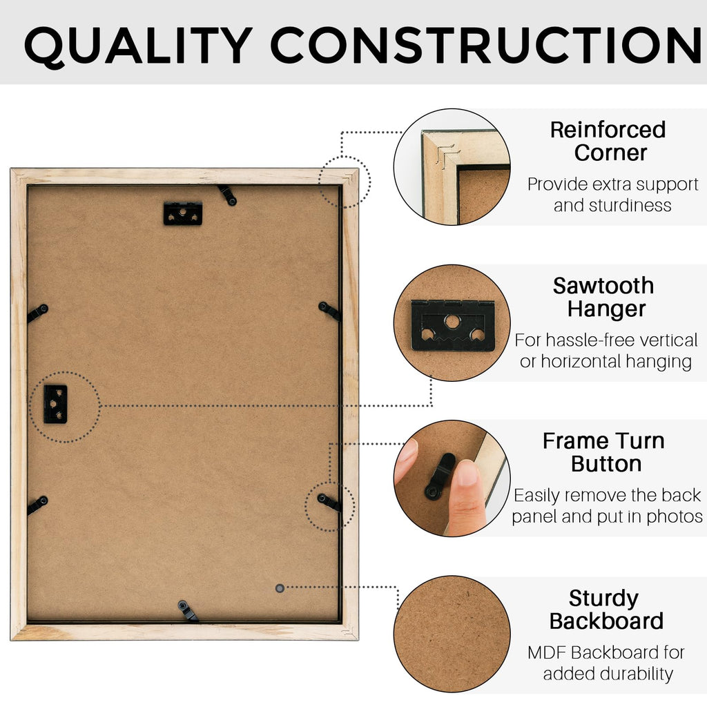 6x8 Collage Picture Frame, Solid Wood&Real Glass, 2 Photos