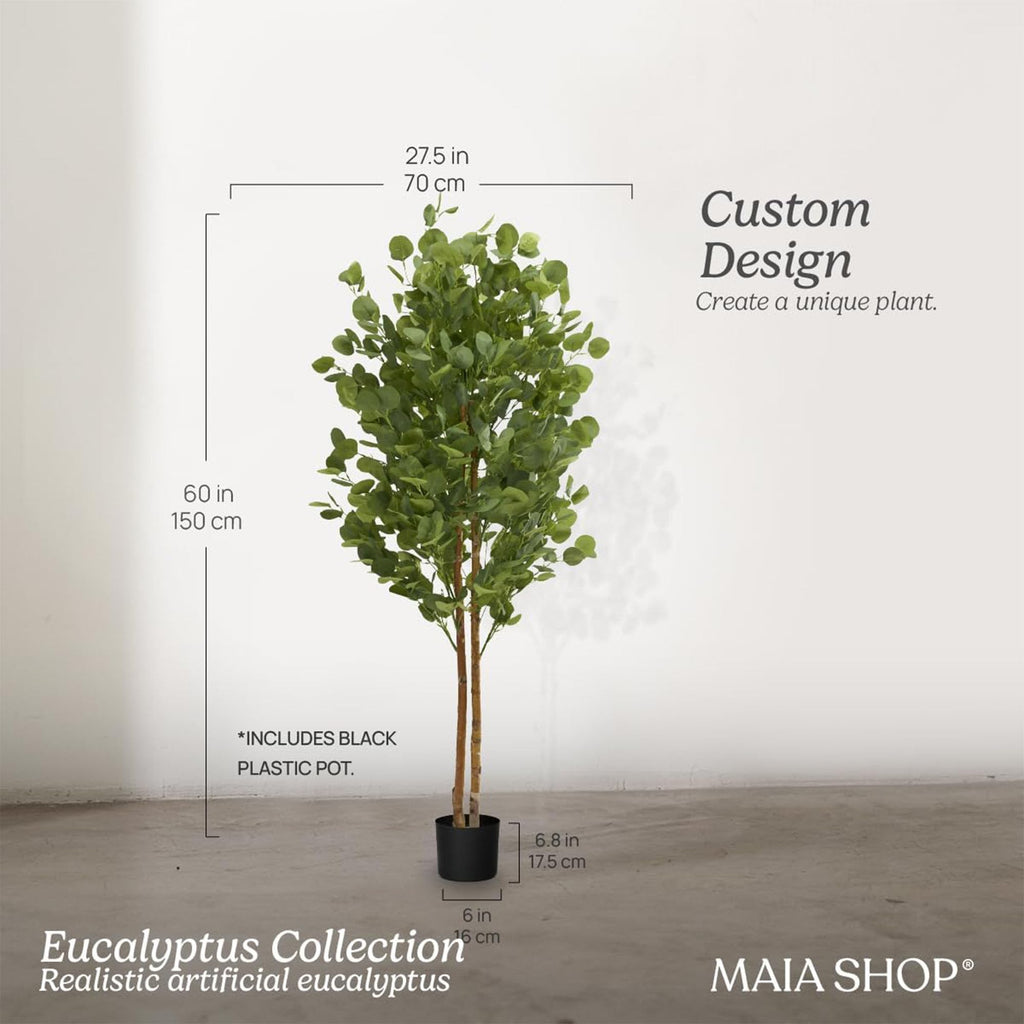 5ft Artificial Eucalyptus Tree - Faux Indoor Plant