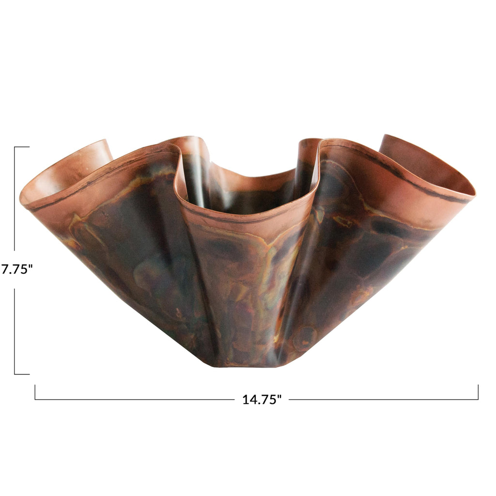 Metal Organic Shaped Planter, Oxidized Copper