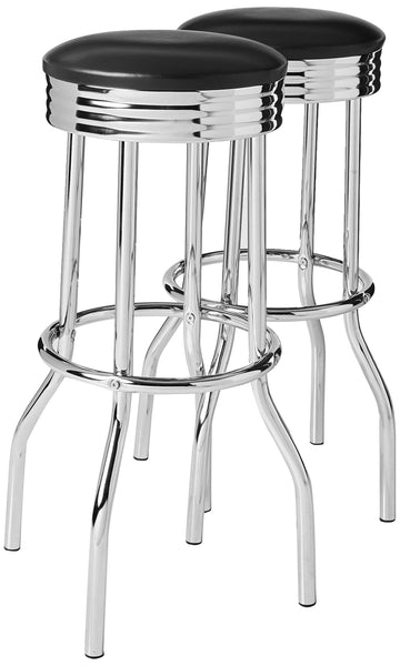 Mark Retro Barstool, Bar Height, Black And Chrome