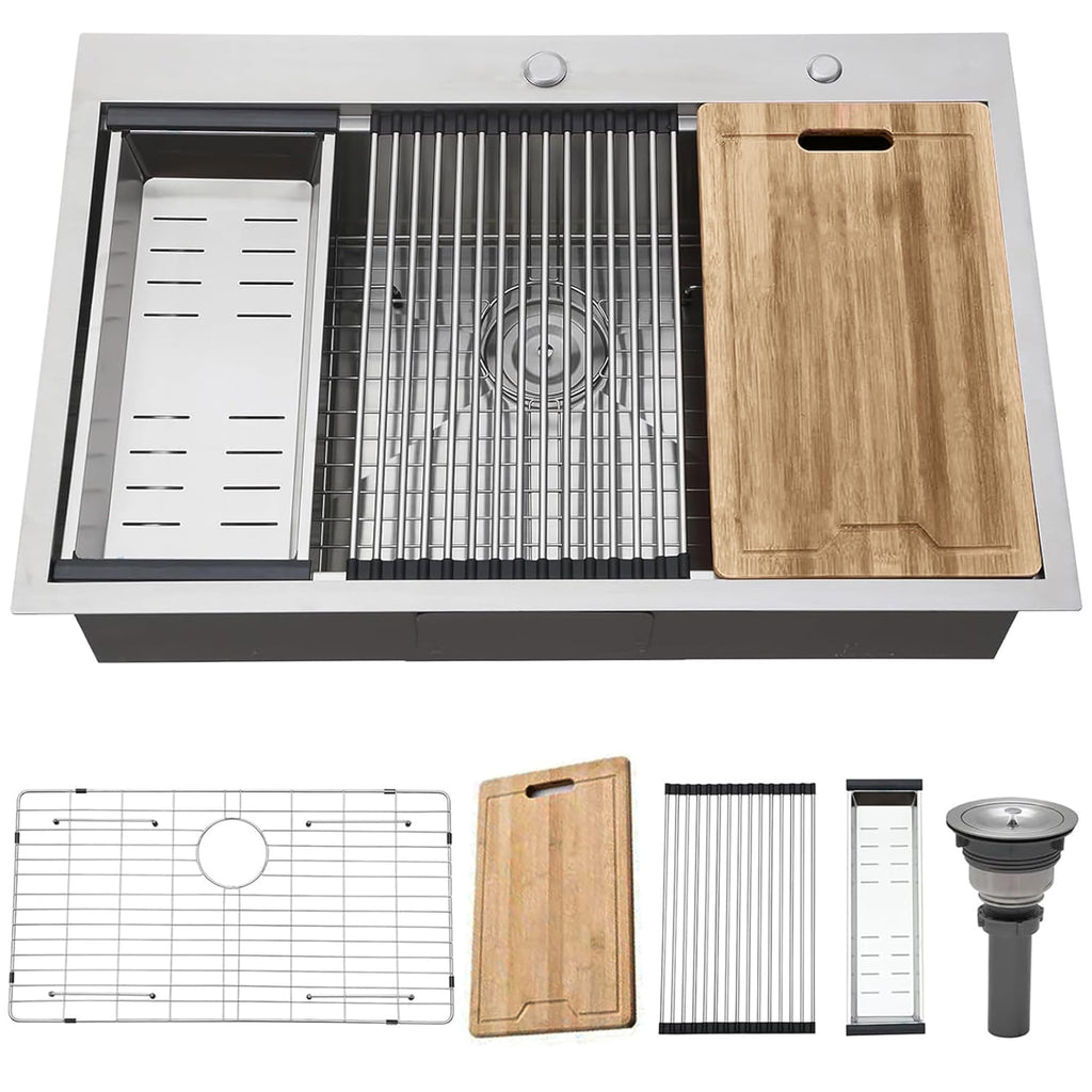 33x22 Drop Sink, Single Bowl workstation